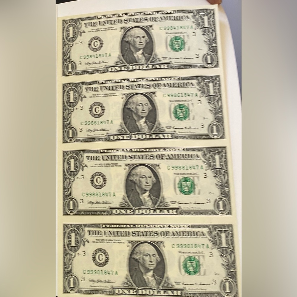 UNCUT 1999 FEDERAL RESERVE BUREAU OF ENGRAVINGS AND PRINTING 1$ COLLECTION SET - Picture 3 of 8
